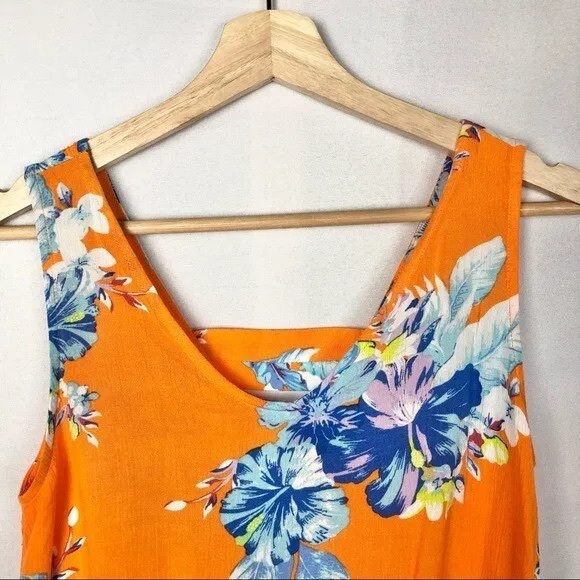 A.N.A. Orange Floral Tank Top Blouse - Picture 3 of 4